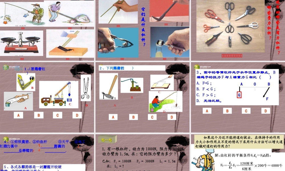 九年级科学 第三节 认识简单的机械(第三课时)课件