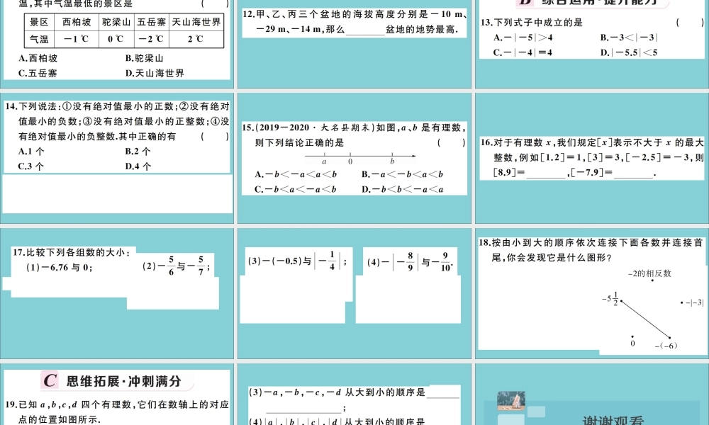 学上册 第一章 有理数 1.4 有理数的大小作业课件 (新版)冀教版 课件