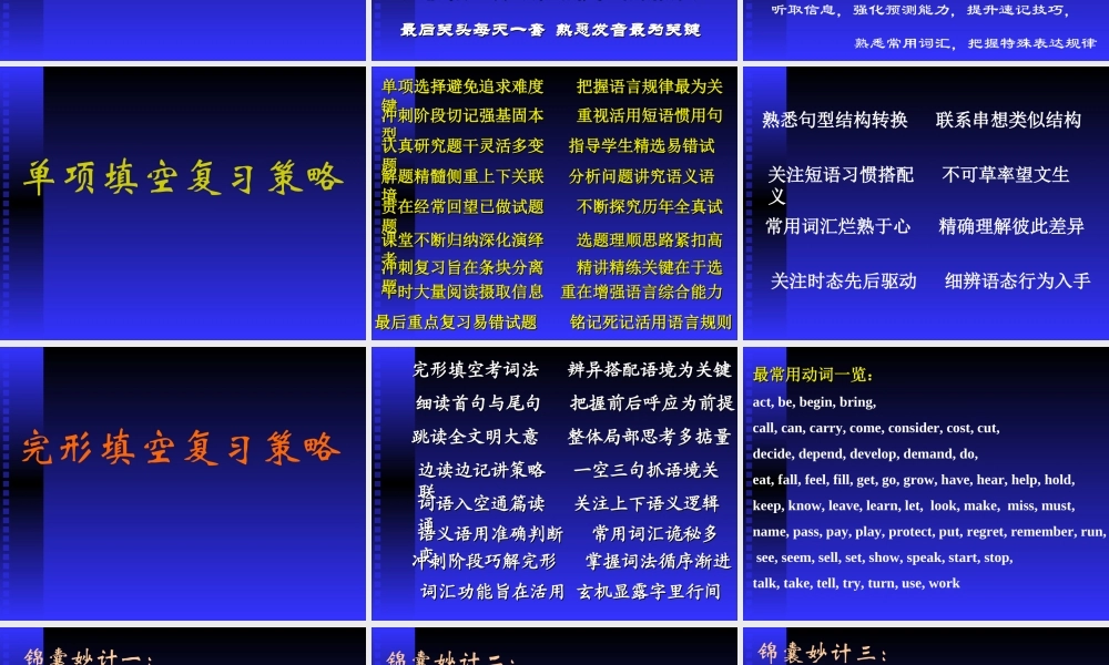 冲刺阶段复习策略 新课标 人教版 试题