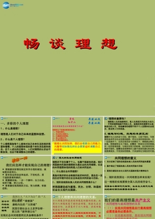 九年级政治全册 第四单元 第一节 畅谈理想课件 湘教版 课件