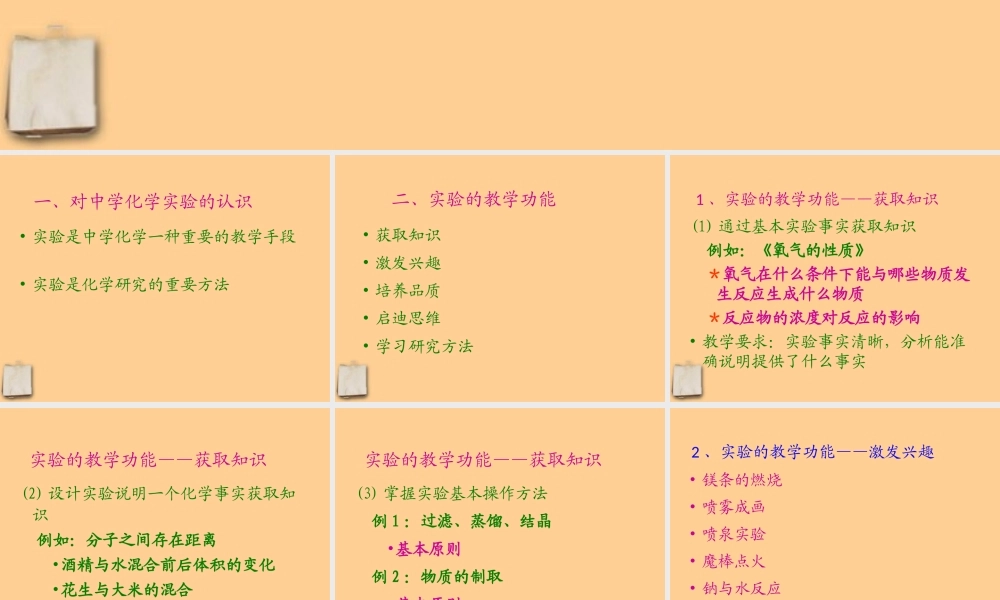 中考化学 实验教学的功能与实施课件