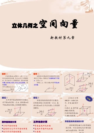 人教版高二数学下学期立体几何之空间向量 课件