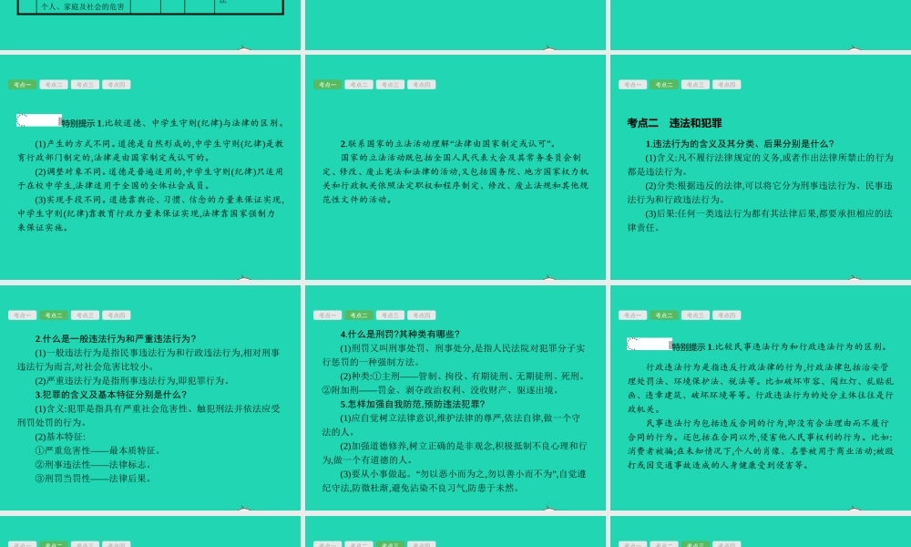 中考政治 第一编 基础篇 第一部分 成长中的我 第5讲 心中有法 特殊保护课件