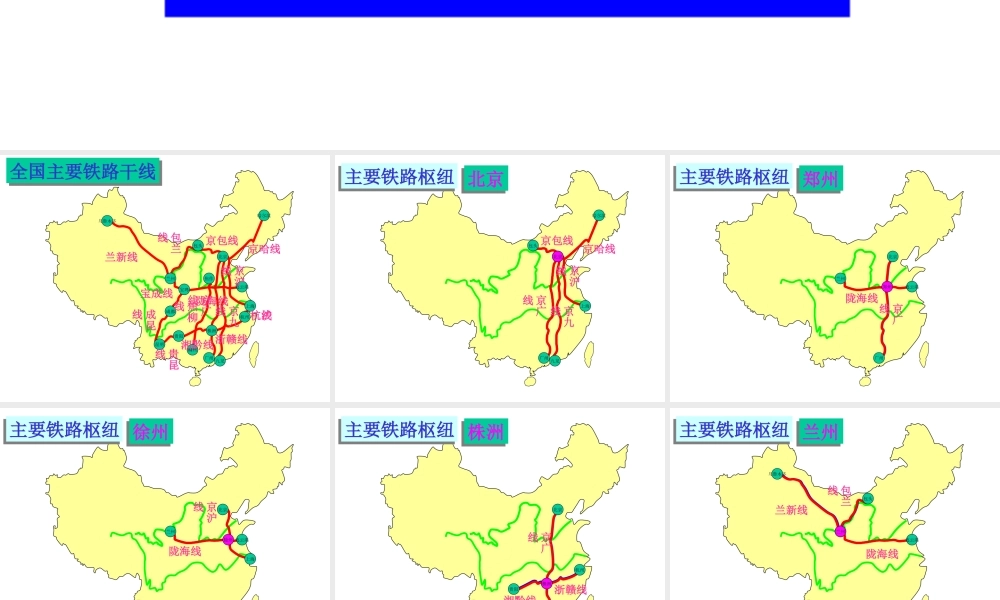 初中中国地理部分 中国的主要铁路和海港 课件