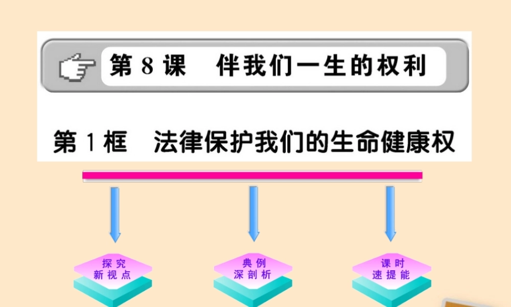 山东省10-11版八年级政治上册 4.8.1 法律保护我们的生命健康权课件 人民版  课件