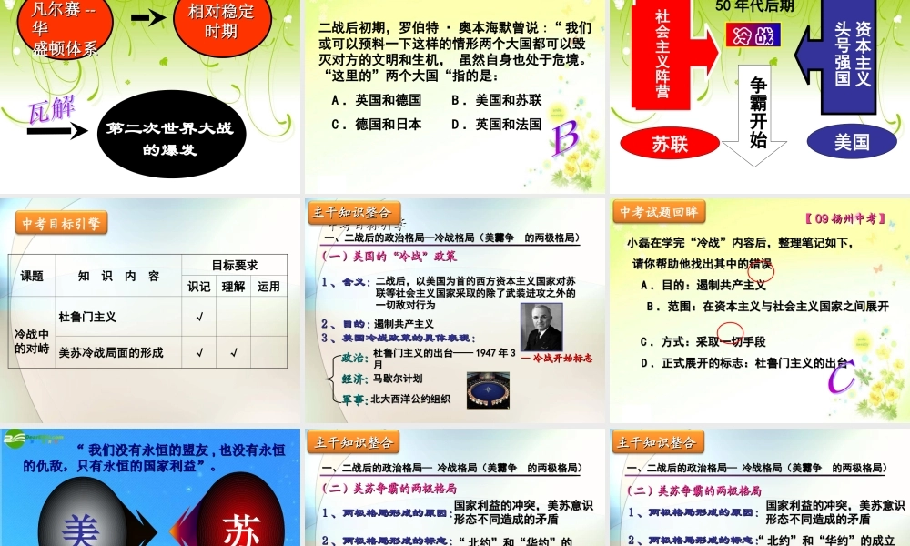 中考世界史专题复习 近现代世界政治格局课件