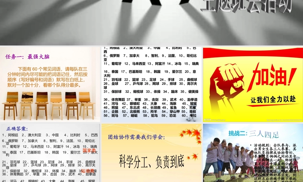 团结协作赢的力量主题班会