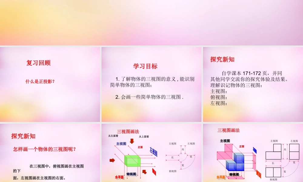 九年级数学下册 83 物体的三视图课件1 (新版)青岛版 课件