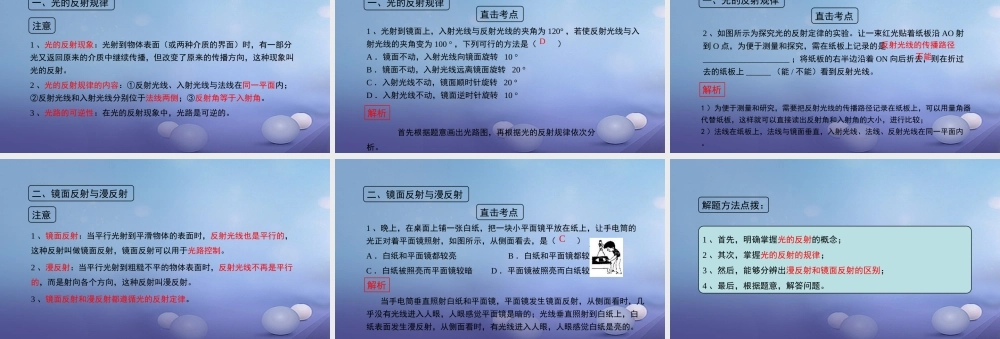 八年级物理上册 3.5 光的反射考点方法素材 (新版)苏科版 素材