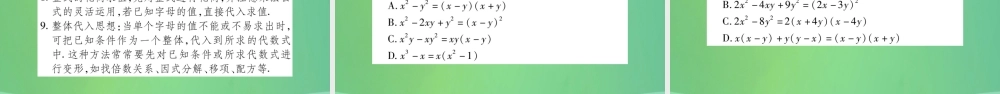 中考数学复习 第一轮 考点系统复习 第一章 数与式 第二节 整式与因式分解(精讲)课件
