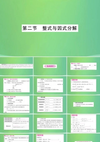中考数学复习 第一轮 考点系统复习 第一章 数与式 第二节 整式与因式分解(精讲)课件