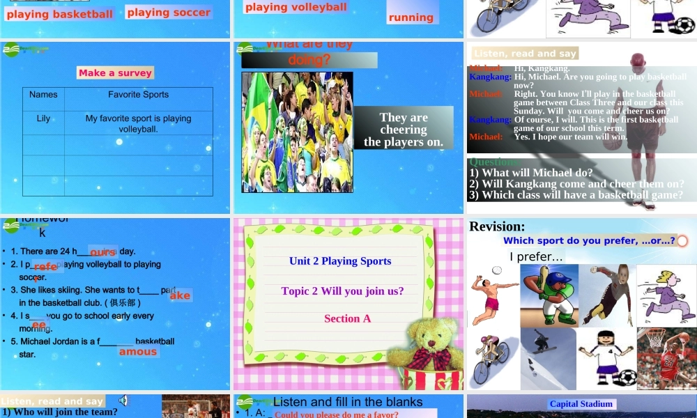 八年级英语上册 Unit 1 Sports and Games Topic 1课件 仁爱版 课件