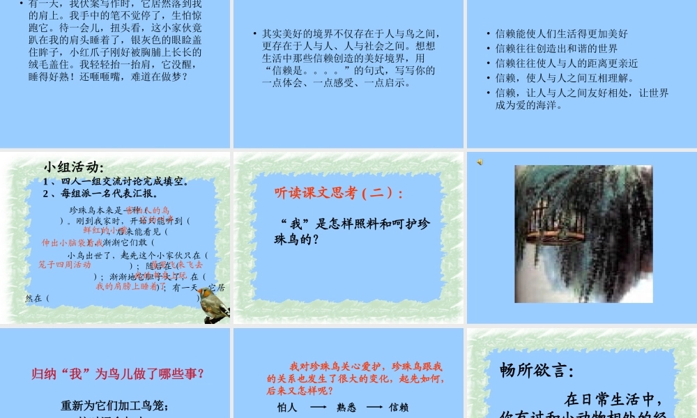 人教版五年级语文上册《珍珠鸟》PPT课件
