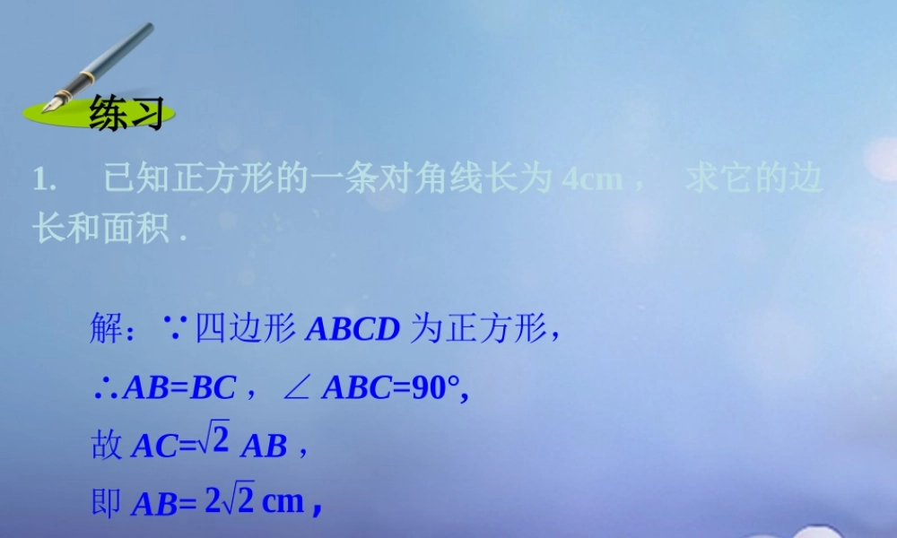 八年级数学下册 2.7 正方形练习素材 (新版)湘教版 素材