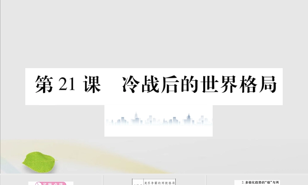 九年级历史下册 第六单元 冷战结束后的世界 第21课 冷战后的世界格局习题课件 新人教版 课件