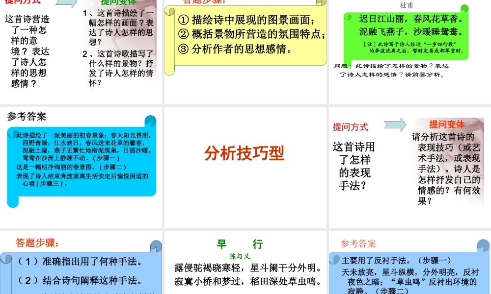 届高考语文第一轮知识点专题复习(古代诗歌鉴赏之规范答题)课件