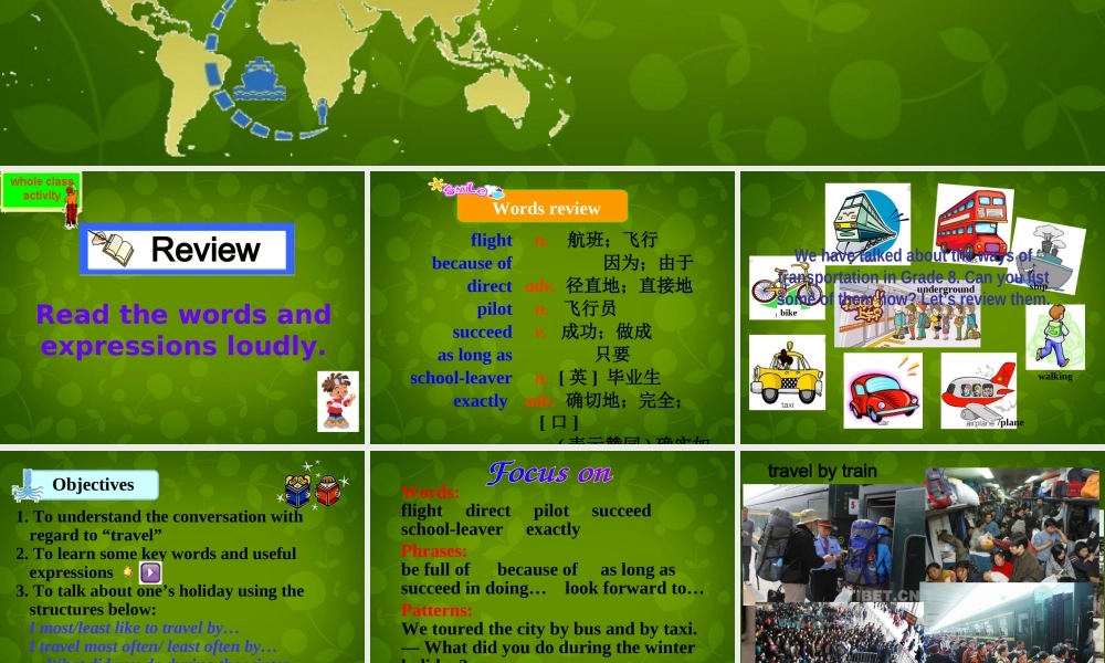 九年级英语下册(Module 1 Unit 1 We toured the city by bus and by taxi)课件 (新版)外研版 课件