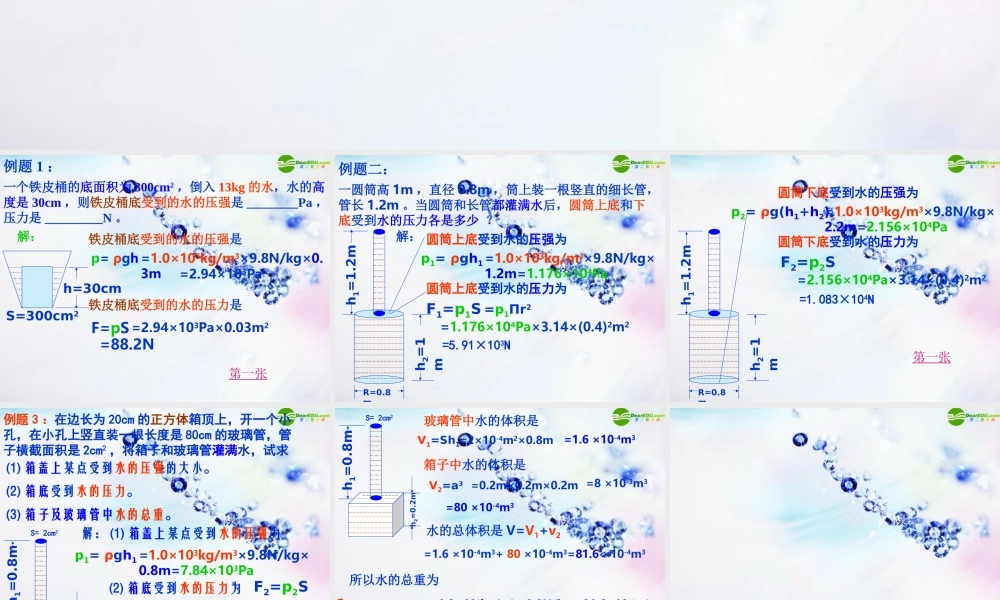 九年级物理 液体压强复习课件 人教新课标版 课件