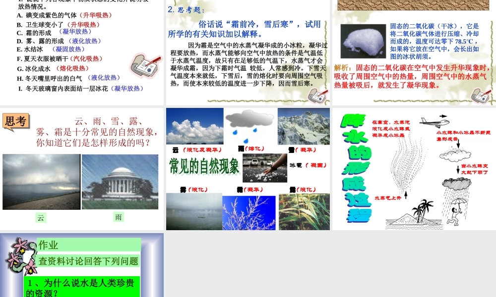 升华和凝华课件 八年级物理升华和凝华(含教案，学案，flash素材及课件) 八年级物理升华和凝华(含教案，学案，flash素材及课件)