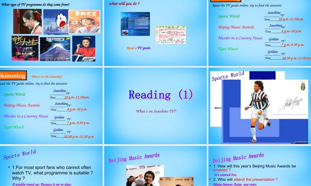 九年级英语上册(Unit 4 TV Programmes READING)课件 牛津版 课件