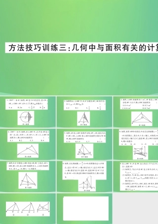 中考数学复习 第一轮 考点系统复习 第六章 圆 方法技巧训练三 几何中与面积有关的计算(精练)课件