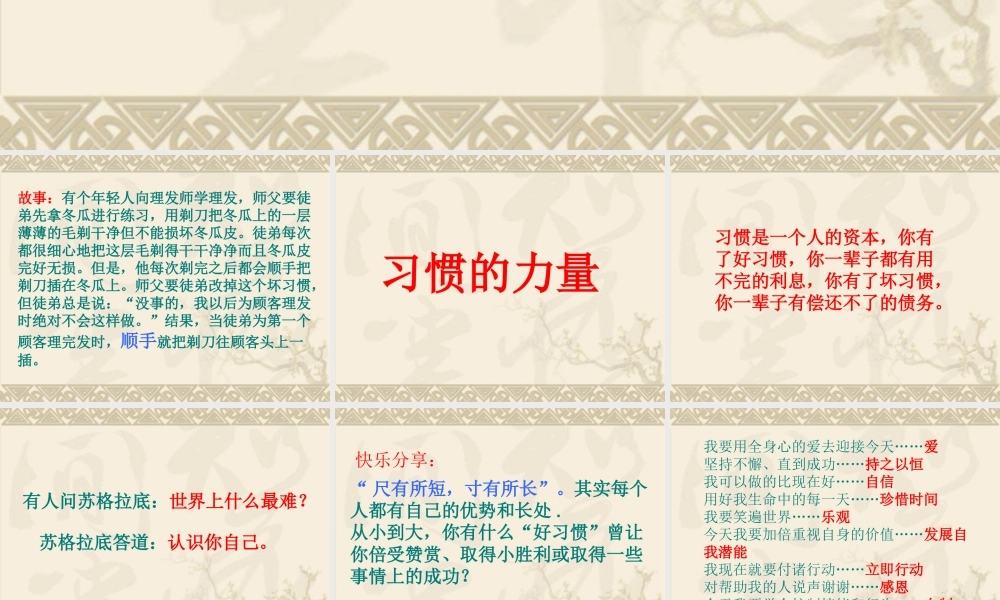 主题班会《高中生习惯养成教育》PPT课件