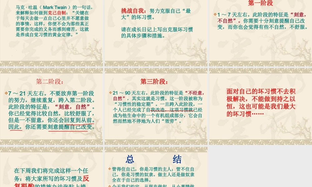 主题班会《高中生习惯养成教育》PPT课件