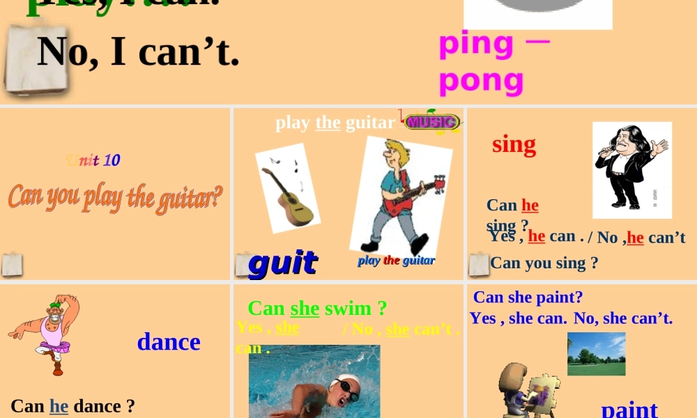 七年级英语上册 Unit 10 Can you play the guitar(Section A 1a--2c)课件 人教新目标版 课件