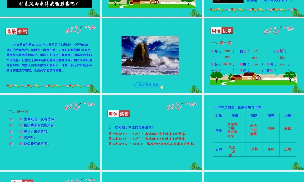 九年级语文下册 第一单元 4 海燕课件 九年级语文下册 第一单元 4 海燕课件+素材 新人教版