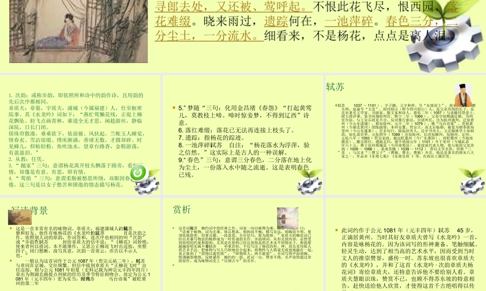 八年级语文下册(水龙吟 次韵章质夫杨花词)课件 北师大版 课件