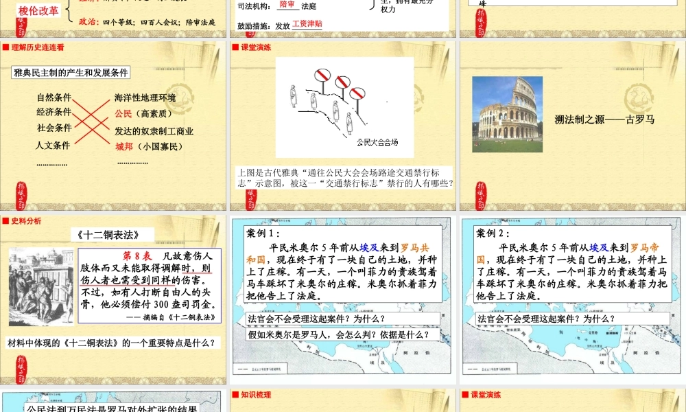 人民版必修1第6单元复习课件《古代希腊、罗马的政治文明》（共19张临海优质课）