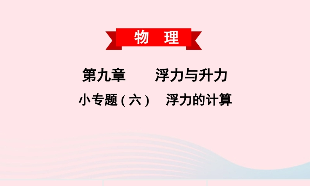 八年级物理下册 第九章 浮力与升力 小专题(六)浮力的计算课件 (新版)粤教沪版 课件