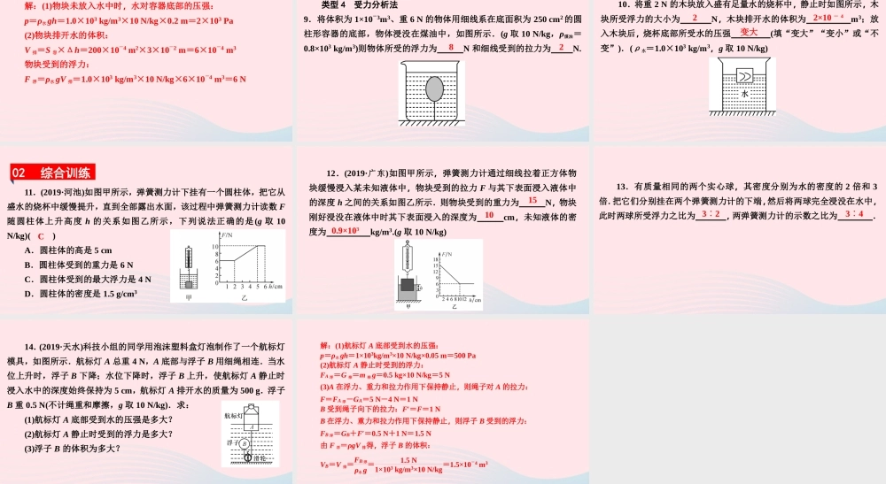 八年级物理下册 第九章 浮力与升力 小专题(六)浮力的计算课件 (新版)粤教沪版 课件