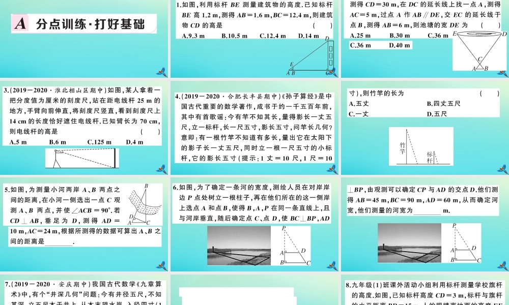 九年级数学上册 第22章 相似形 22.5 综合与实践 测量与误差作业课件 (新版)沪科版 课件