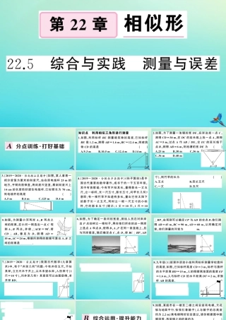 九年级数学上册 第22章 相似形 22.5 综合与实践 测量与误差作业课件 (新版)沪科版 课件