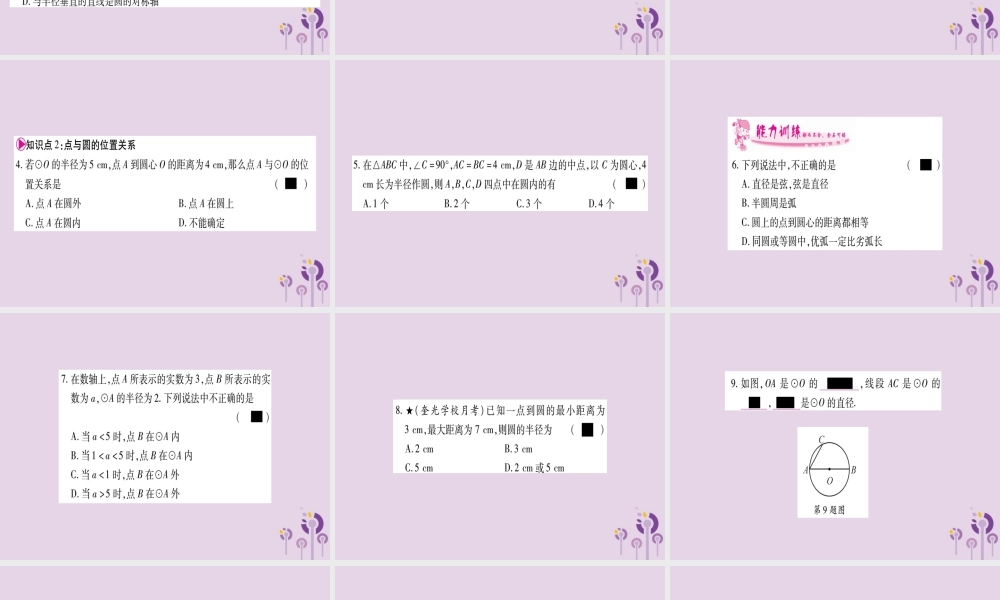九年级数学下册 第2章 圆 21 圆的对称性作业课件 (新版)湘教版 课件