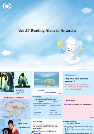 人教版高一英语下学期Unit17 Reading Alone in Antarctic 课件
