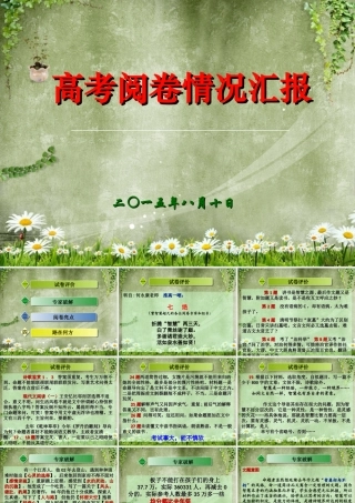 2015年江苏省淮安市高中教育工作会议交流材料——2015语文阅卷汇报（共33张PPT）