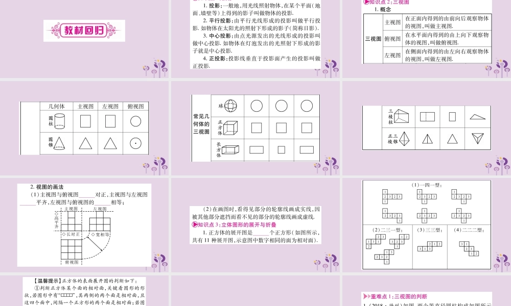 中考数学复习 第一轮 考点系统复习 第7章 图形与变换 第2节 投影与视图导学课件