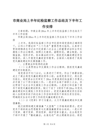 市商业局上半年纪检监察工作总结及下半年工作安排
