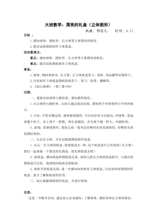 大班数学：漂亮的礼盒（立体图形）（鄂思凡）