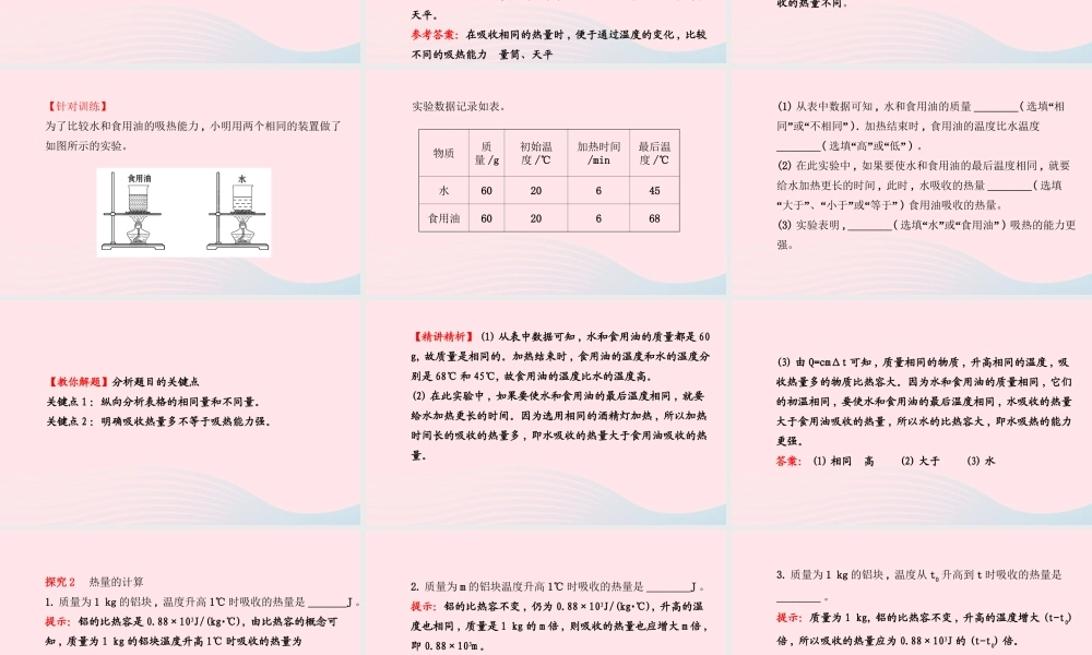 九年级物理下册 第十九章 第四节 比热容课件 鲁科版五四制 课件
