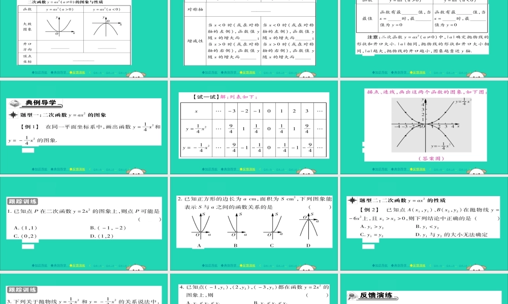九年级数学下册 第26章 二次函数 2621 二次函数yax2的图象与性质习题课件 (新版)华东师大版 课件