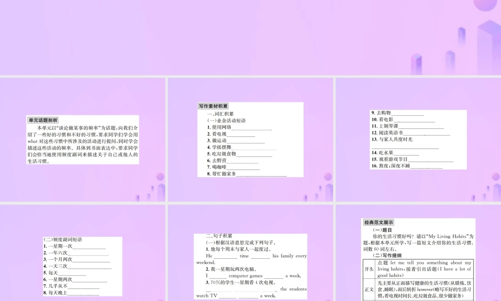 八年级英语上册 Unit 2 How often do you exercise同步作文指导习题课件 (新版)人教新目标版 课件