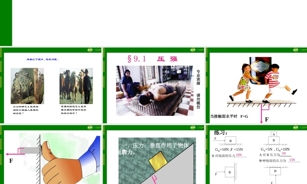 八年级物理上册 压强课件 苏科版 课件