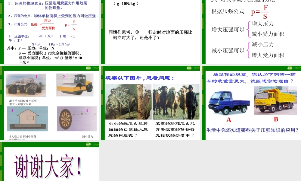 八年级物理上册 压强课件 苏科版 课件