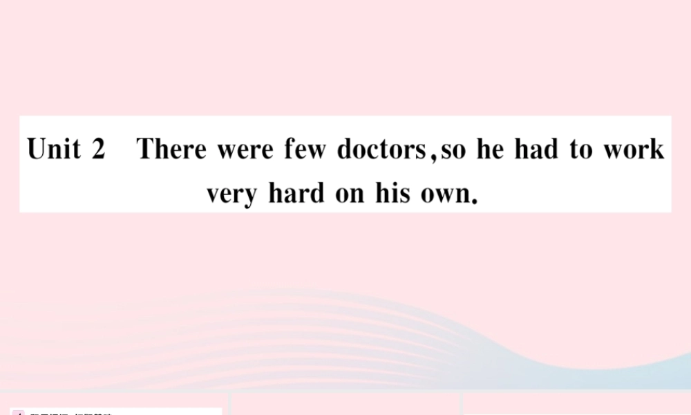九年级英语上册 Module 3 Heroes Unit 2There were few doctors so he had to work very hard on his own习题课件(新版)外研版 课件