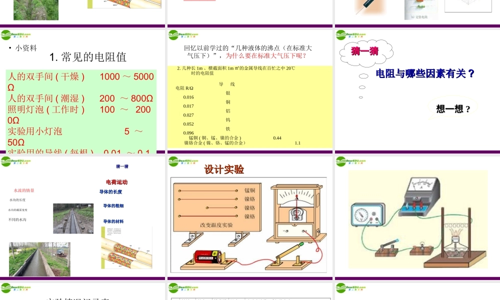 八年级物理下册 第六章 第三节 电阻课件 人教新课标版 课件