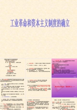初三历史工业革命和资产阶九年级革命复习 课件