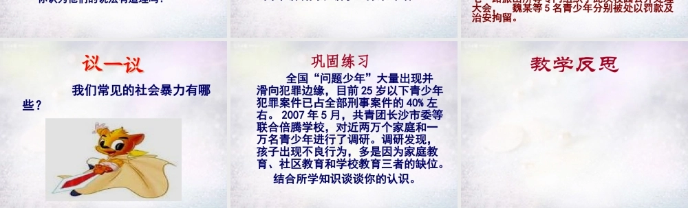 八年级政治下册 5.1 暴力影响生活课件1 北师大版 课件